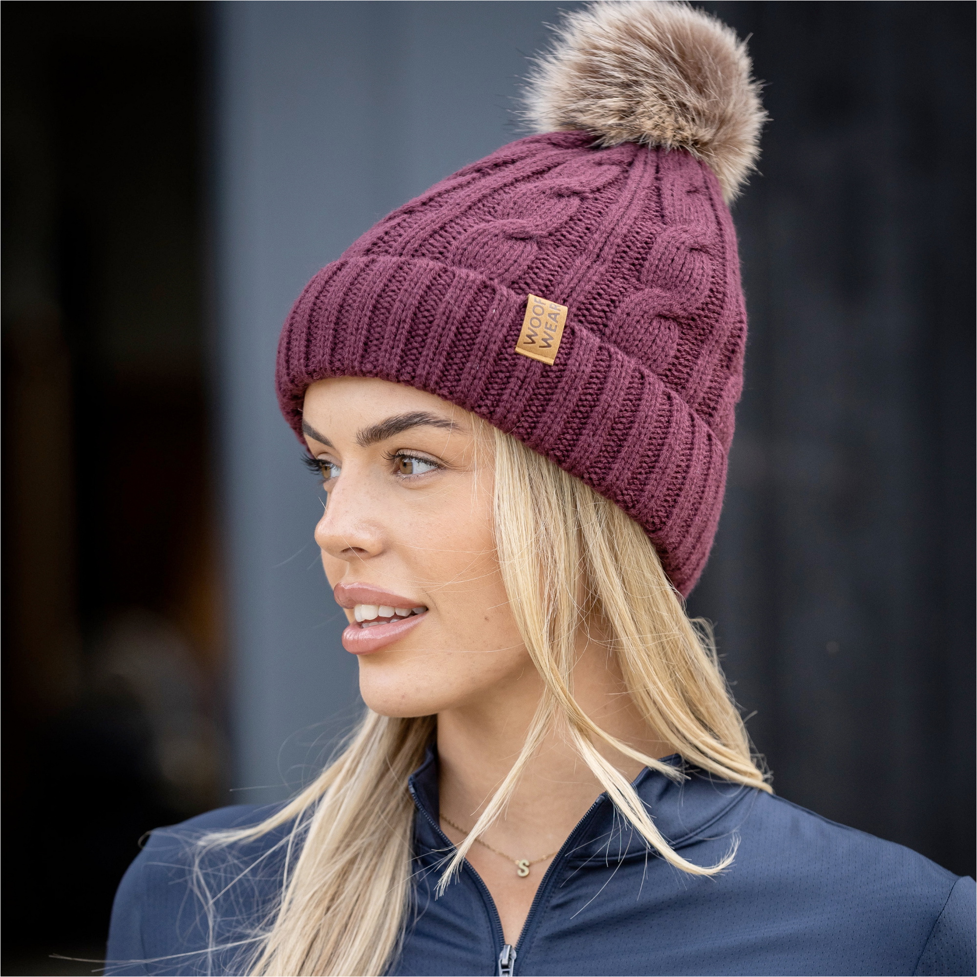 2025 Woof Wear Cable Beanie WA0049-PLUM - Plum